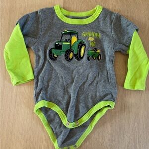 John Deere - Gray and Green Tractor Baby Onesie - 9 to 12 months
